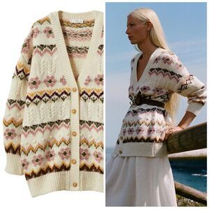 Mango Multi Color Knit Cardigan New